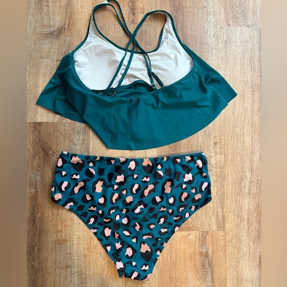 Women’s Tankini Bathing Suit Animal Print High Waisted Size 3x - Picture 2 of 5